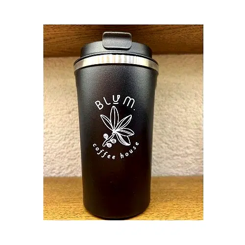 Blum Termos Kupa-Siyah Çiçekli - blumcoffeehouse